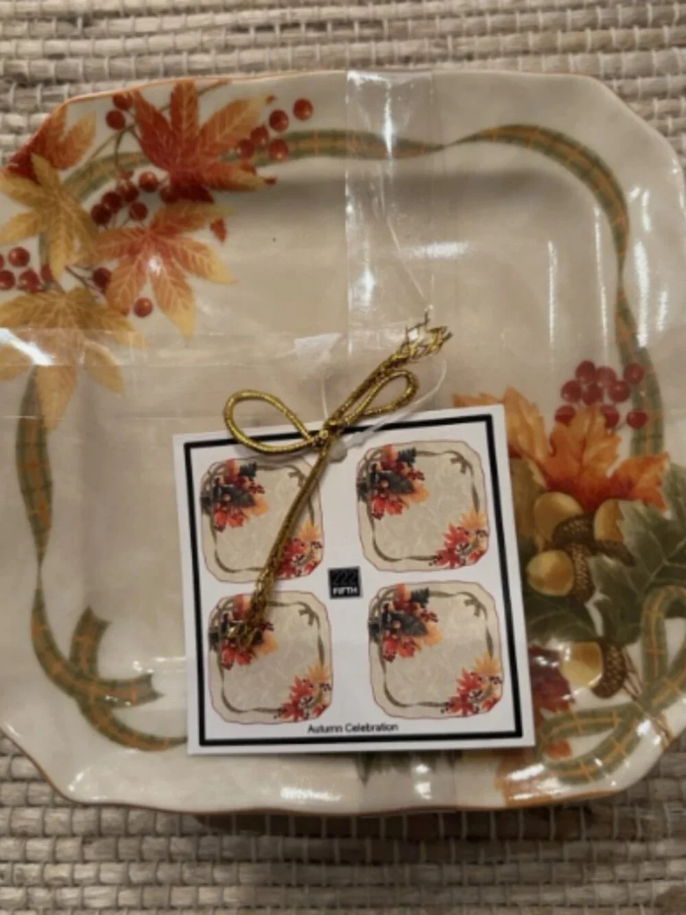 222 Fifth Autumn Celebration Appetizer/Bread Plates - Set of 4 NEW